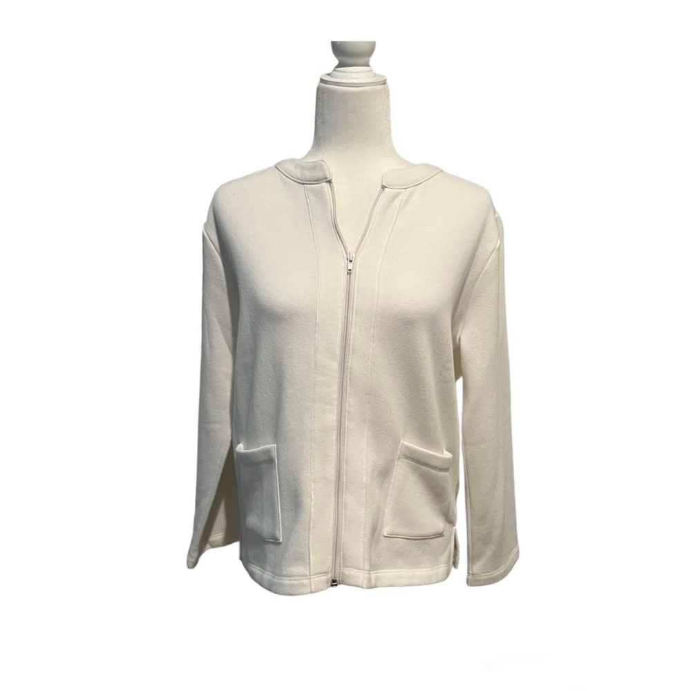 Madison Taylor Petite White Casual Jacket / Sweat Jacket Full Zip Petite Small